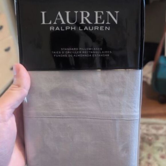 Lauren Ralph Lauren Kent Standard Gray Pillowcases (2) - Brand New - Picture 1 of 3